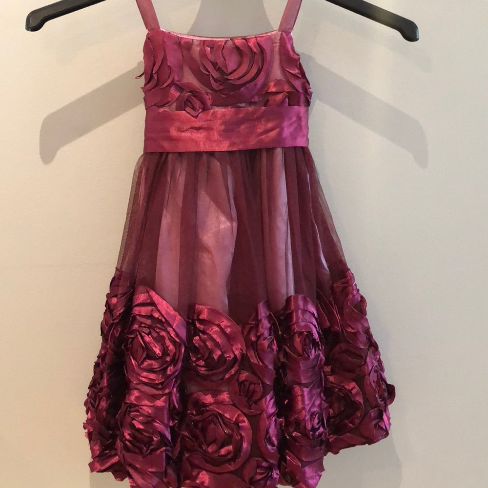Bonnie Jean Rose Detail Dress- Maroon Overlay 🤩